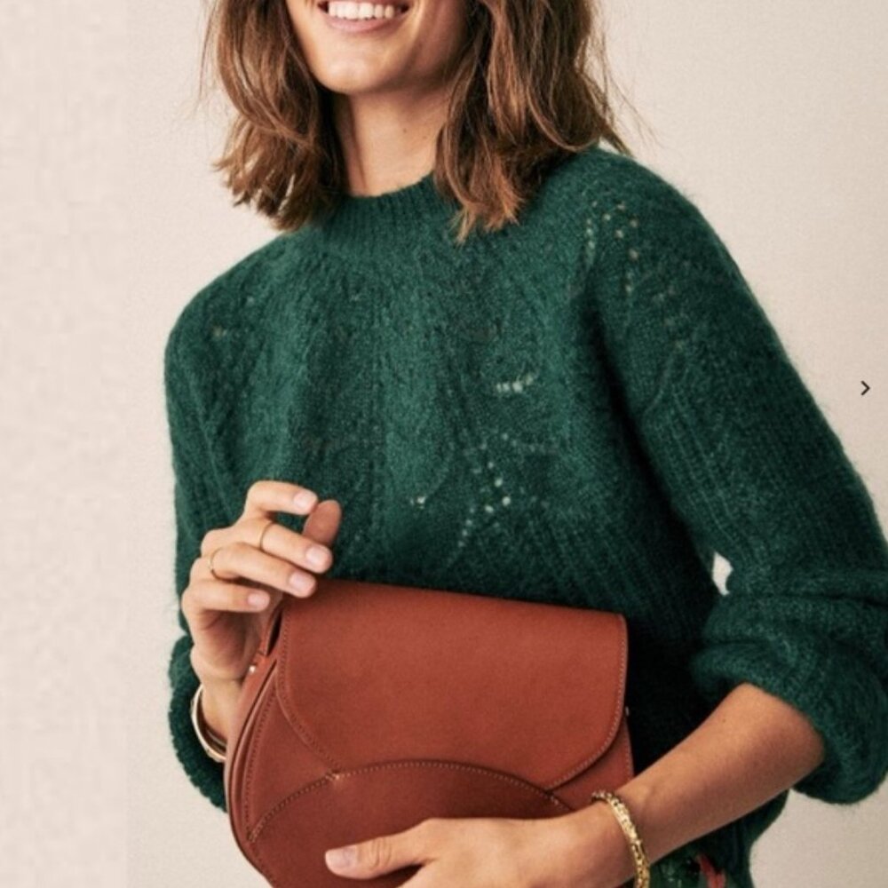 Sezane Paulin Jumper Sweater Green Size Medium French Mohair Merino Wool Knit M